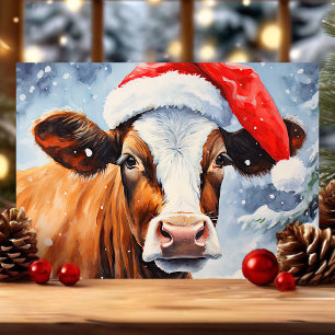 Kuh in Santa-Hut Lustige Weihnachten