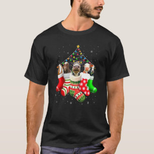 Kuh in Socken Weihnachts-Pyjama Schnee Lichter Lus T-Shirt