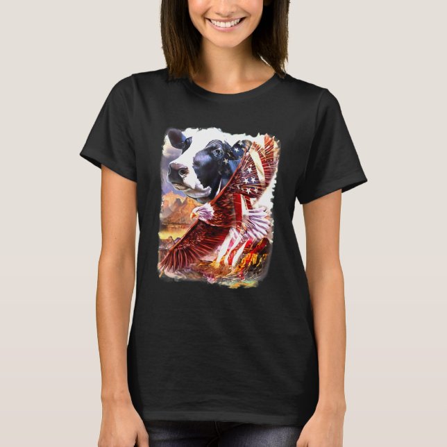 Kuh Kuh American Patriot Flag Liebe Mein Land USA  T-Shirt (Vorderseite)