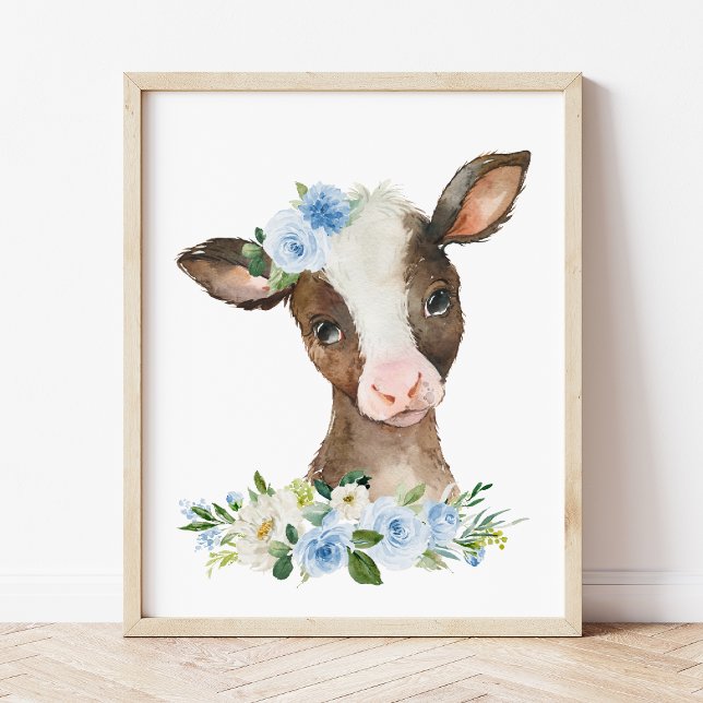 Kuh, Landtiere, Stall, Blütenblumen, Junge Kinderz Fotodruck (Von Creator hochgeladen)