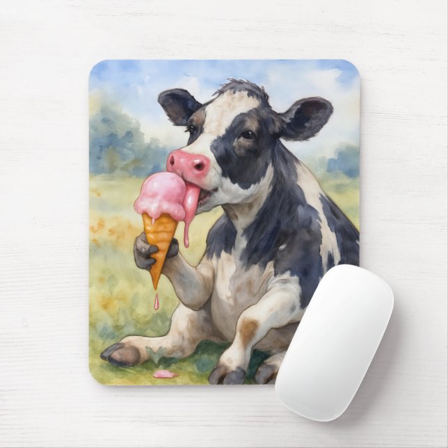Kuh leckt eine Eiscreme Mousepad (Mit Mouse)