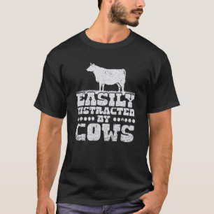 Kuh leicht abgelenkt durch Kühe Frauen Männer Land T-Shirt
