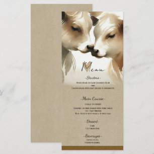 Kuh Liebe Braun Creme Landhochzeitsmenü Menükarte