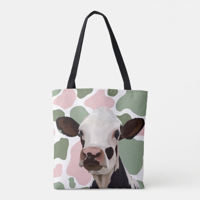 Kuh liebt die rote und grüne Kuh Tasche (Rückseite)