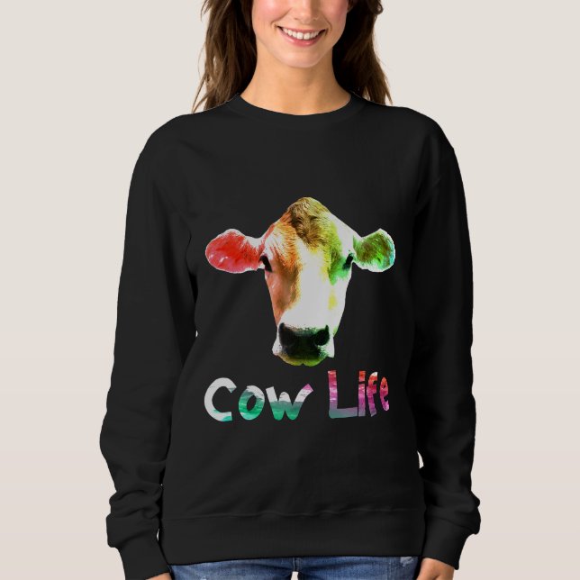 Kuh Life Bauer Geflügel Milcherzeugnisse Vegane Ja Sweatshirt (Vorderseite)