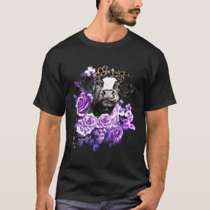 Kuh Lila Blumen Kuh T-Shirt