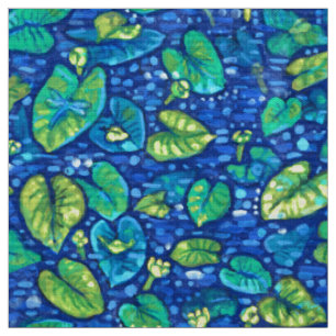 Kuh Lilien, Spatterdock Sommerteich Blumenmuster Stoff