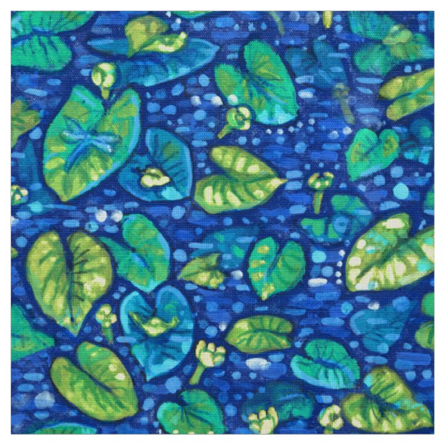 Kuh Lilien, Spatterdock Sommerteich Blumenmuster Stoff (Muster)