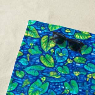 Kuh Lilien, Spatterdock Sommerteich Blumenmuster Strandtuch