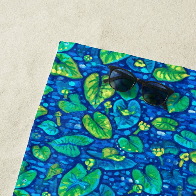 Kuh Lilien, Spatterdock Sommerteich Blumenmuster Strandtuch (Beispiel)