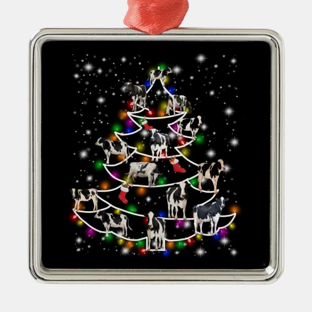 Kuh Lover | Funny Cow Christmas Tree Ornaments Ornament Aus Metall (Vorne)