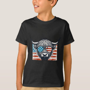 Kuh Lover USA Flagge 4. Juli Hochland Kuh Milch T-Shirt