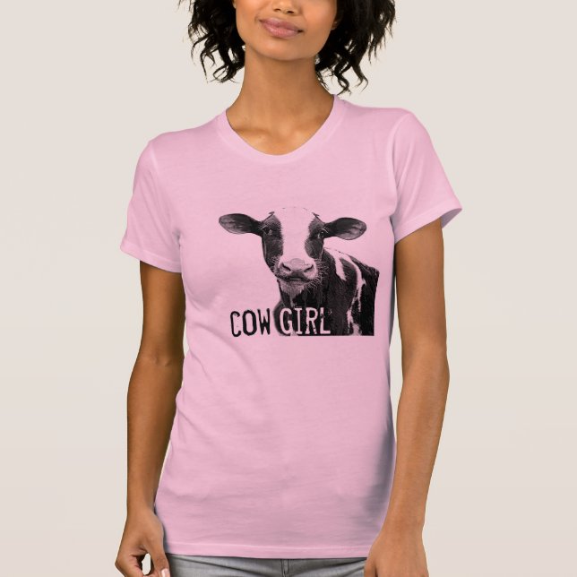 Kuh-Mädchen-Cowgirl!  Holstein-Molkereikalb T-Shirt (Vorderseite)