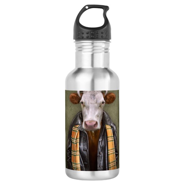 Kuh-Mann Edelstahlflasche (Vorderseite)
