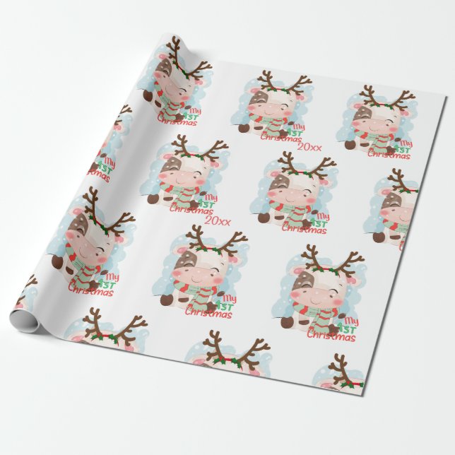 Kuh, mein erstes Weihnachten Geschenkpapier (Ungerollt)