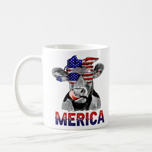 Kuh Merica 4. Juli Kuh Lover Kaffeetasse (Links)