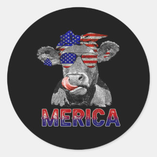 Kuh Merica am 4. Juli Mutterkühe am Unabhängigkeit Runder Aufkleber