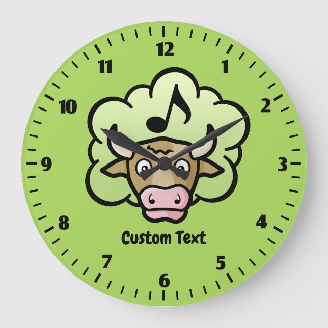 Kuh Methan Cartoon Große Uhr (Vorderseite)