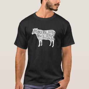 Kuh Metzger T-Shirts Rindfleisch Schnitte Diagramm