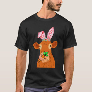 Kuh mit Hasenohren Ostertag beim Eierjagen Karotte T-Shirt