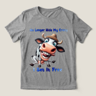 Kuh mit humorvollem Ausdruck und Aussage Tri-Blend Shirt