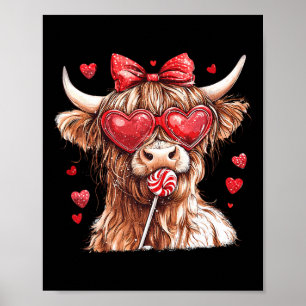 Kuh mit Kaugummi Valentinstag Kokette Schleife How Poster