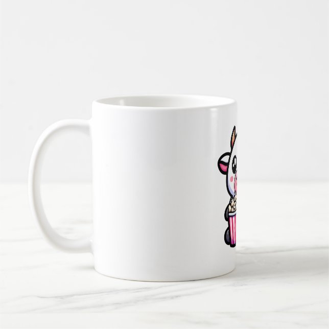 Kuh mit Popcorn  Kaffeetasse (Links)