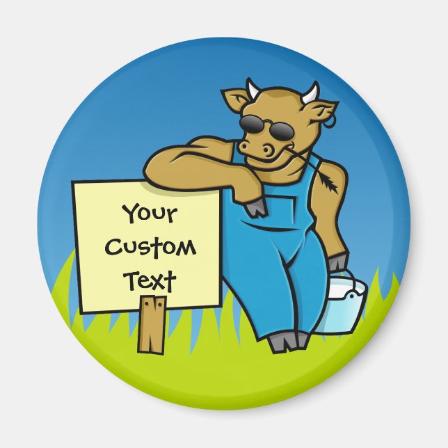 Kuh mit Schild Magnet (Vorne)