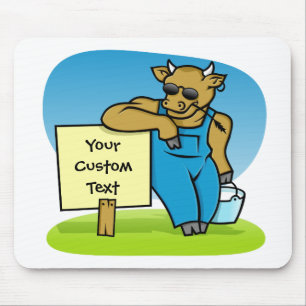 Kuh mit Schild Mousepad