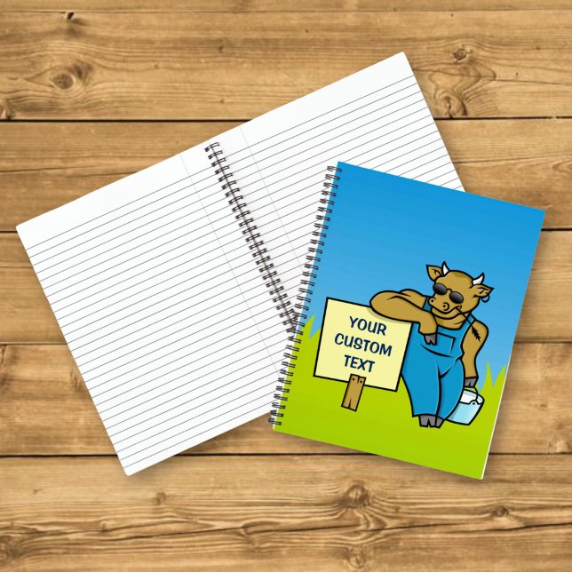 Kuh mit Schild Notizbuch (Von Creator hochgeladen)