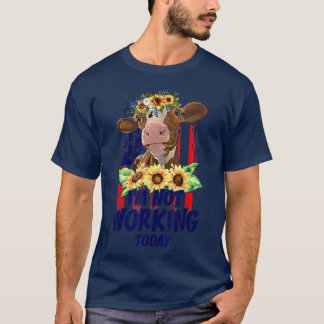 Kuh mit Sonnenblumen Landtiere glückliche Arbeit T T-Shirt