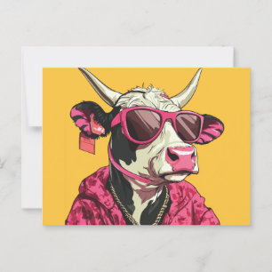 Kuh mit Sonnenbrille Postkarte
