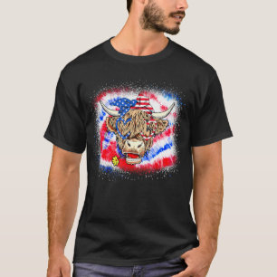 Kuh mit USA-Flagge 4. Juli-Bandana und Brille  T-Shirt