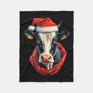 Kuh mit Weihnachtsmütze Lustig Süße Weihnachten Ho Fleecedecke