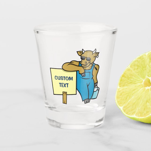 Kuh mit Zeichen Schnapsglas (Vorderseite)