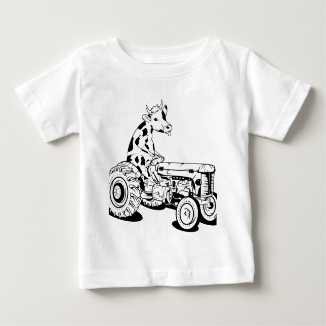 Kuh mit Zugmaschine Baby T-shirt (Vorderseite)