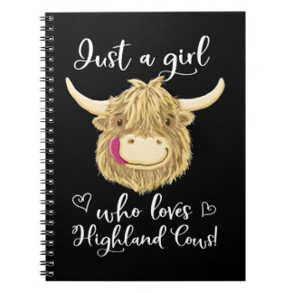Kuh Mooey Just a Girl Who Lieben Scottish Highland Notizblock