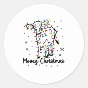 Kuh Mooey Weihnachtsbaum Funny Xmas Snow & C Runder Aufkleber