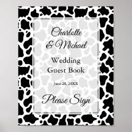 Kuh Muster Background Guest Book Sign Poster