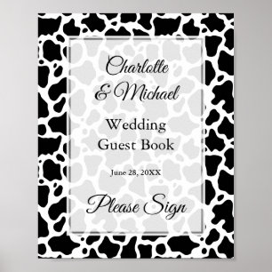 Kuh Muster Background Guest Book Sign Poster