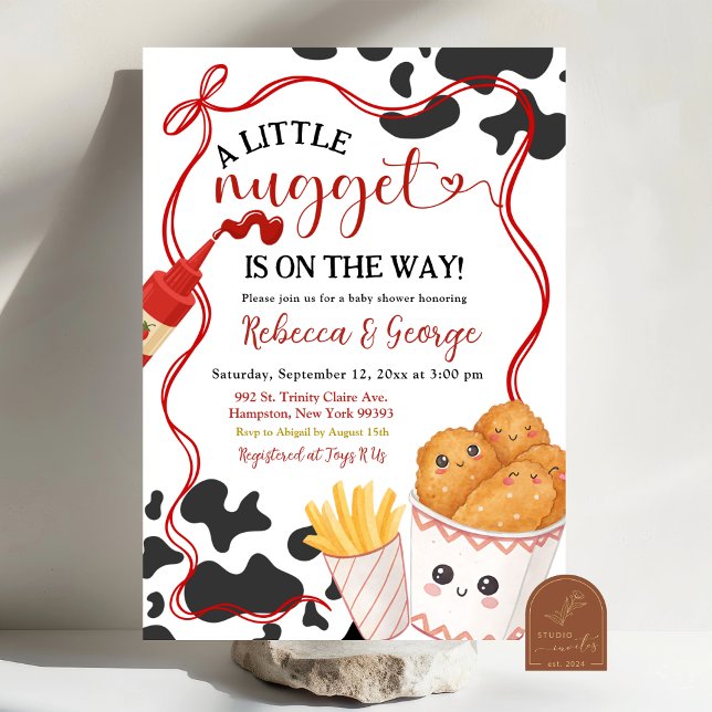 Kuh-Muster-Nugget-Fast-Food-Themen-Baby-Party Einladung (Von Creator hochgeladen)
