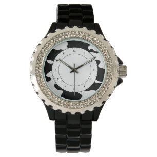 Kuh-Muster Schwarzweiss Armbanduhr