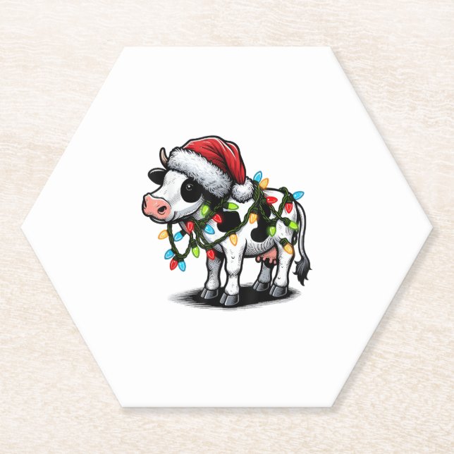 Kuh Niedlich Funny Weihnachten Untersetzer (Vorderseite)