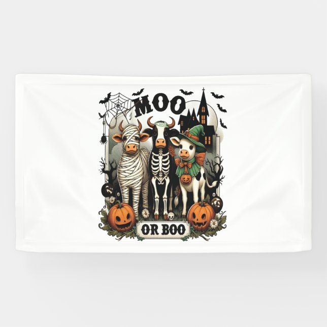 Kuh oder Boo Halloween-Kuh Banner (Horizontal)