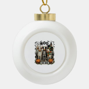 Kuh oder Boo Halloween-Kuh Keramik Kugel-Ornament