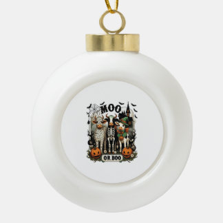 Kuh oder Boo Halloween-Kuh Keramik Kugel-Ornament