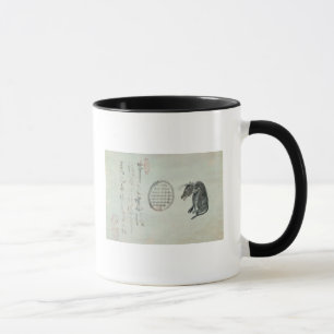 Kuh, ovales Fenster und Haiku Tasse