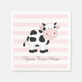 Kuh Party Dekor Papier Neapel Rosa Streifen Serviette
