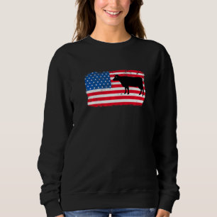 Kuh Patriotic USA Flag Farm Animal Dairy 4 Juli Sweatshirt
