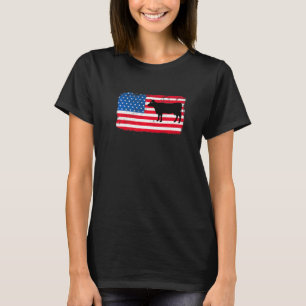 Kuh Patriotic USA Flag Farm Animal Dairy 4 Juli T-Shirt